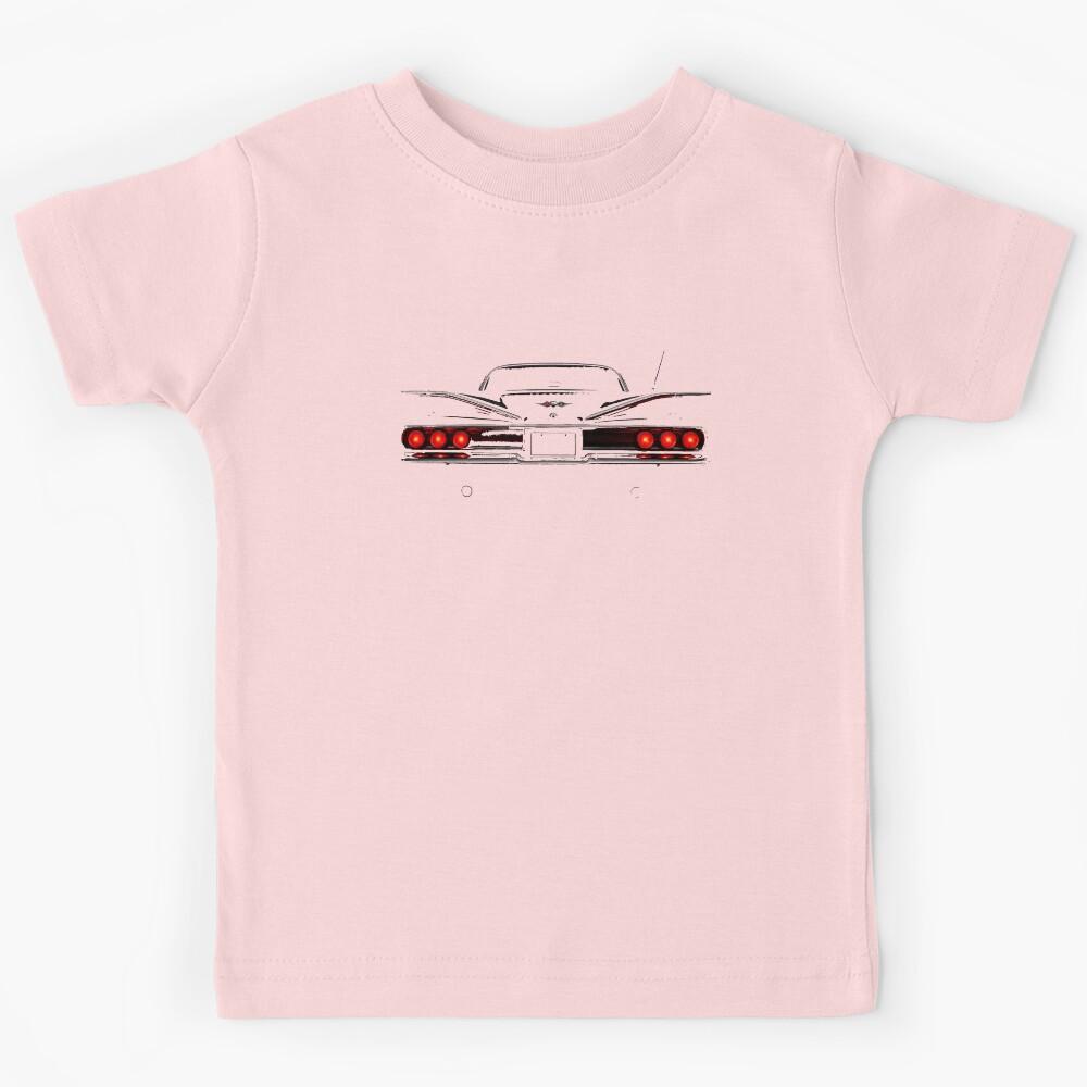 1960 Chevy Impala Rear View – Classic Finned Tail Lights Minimalist Automotive Art Kids T-Shirt 160