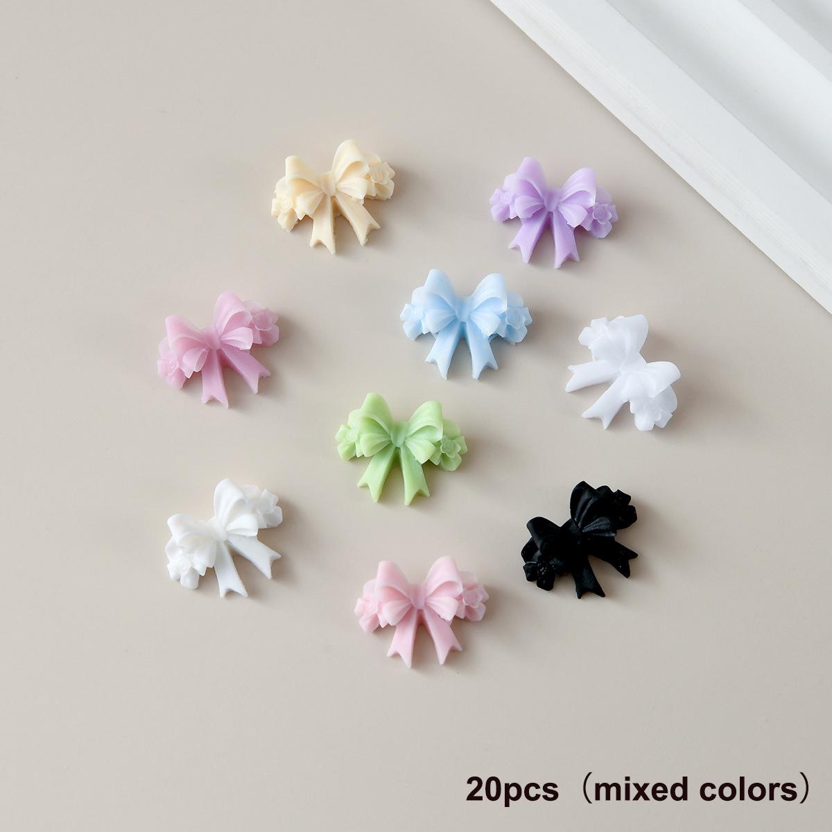

20/50Pcs Mixed Double Layer Resin Bowknot Nail Art Charms 3D Colorful DIY Manicure Decorations Bow Nail Art Supplies for Salon