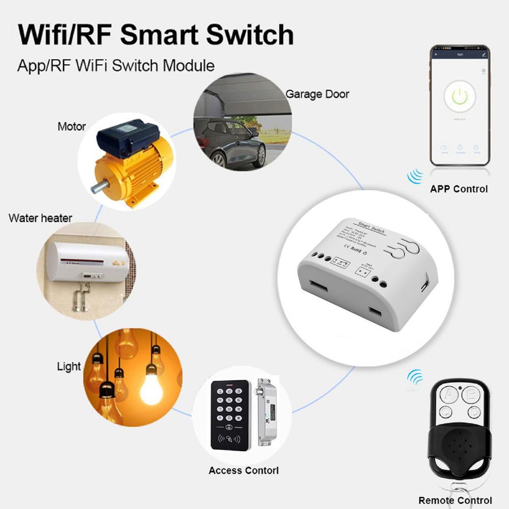 Self-Locking Relay WiFi Smart Switch Dual Power Input AC 85-250V Input Max Current 10A Wifi Wireless Smart Switch