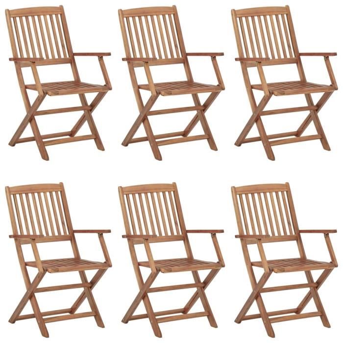 Chaises pliables de jardin, 6 pcs avec coussins vidaXL Bois d'acacia