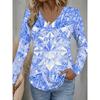 All-over Printed Women's Fashionable V-neck Crystal Star Long-sleeved Blouse