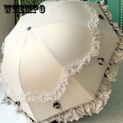 Lolita Umbrella Sun Umbrella UV Protection מטריה מתקפלת תחרה חמודה קרם הגנה לעיניים