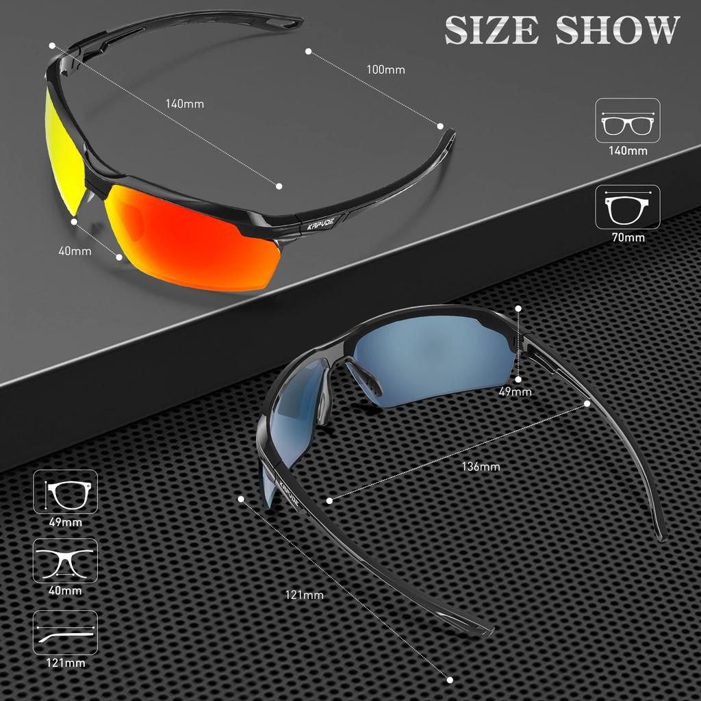 KAPVOE-Cycling Glasses Polarised Sunglasses Sports Glasses MTB Glasses Cycling Glasses Men Road Bike for Women Cycle Goggles