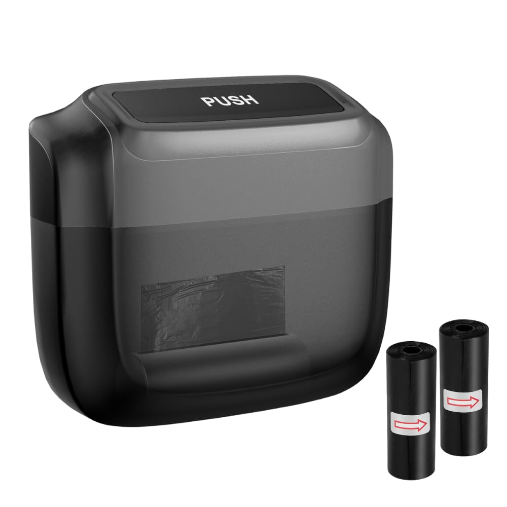 

ideamall Car Trash Can, Non-Toppling, Passenger Seat, Slim, Hanging Dustbin with Bag (Black)