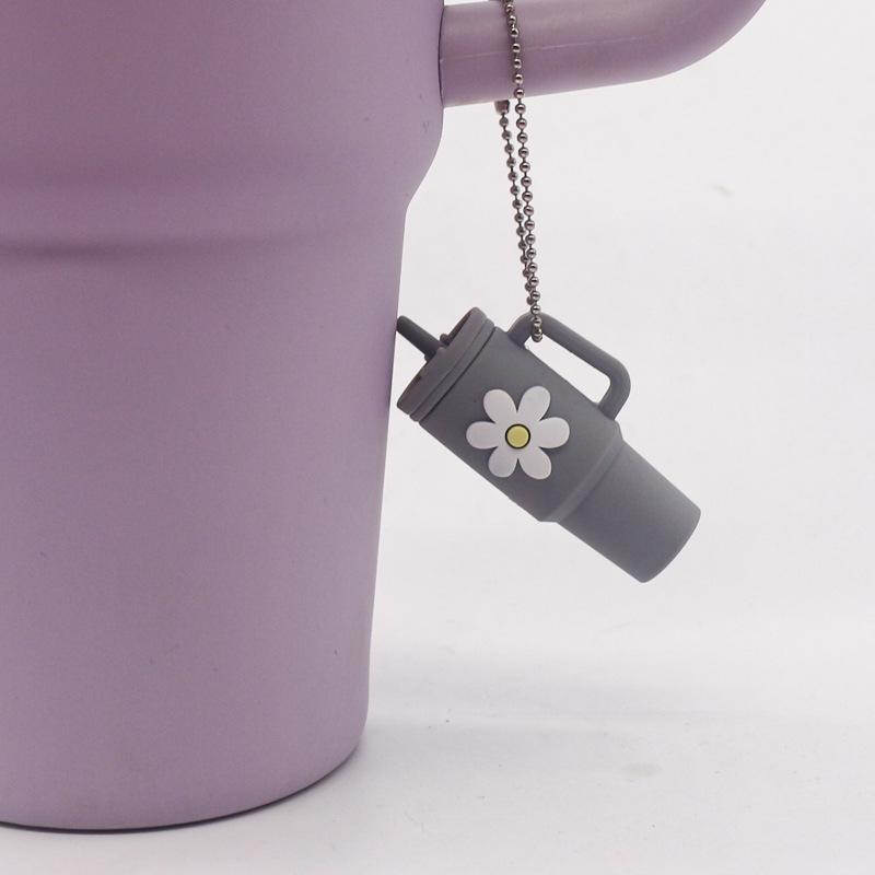Popular Soft Rubber Stanley Cup Pendant Keychain - Creative Milk Tea Cup Keyring Available