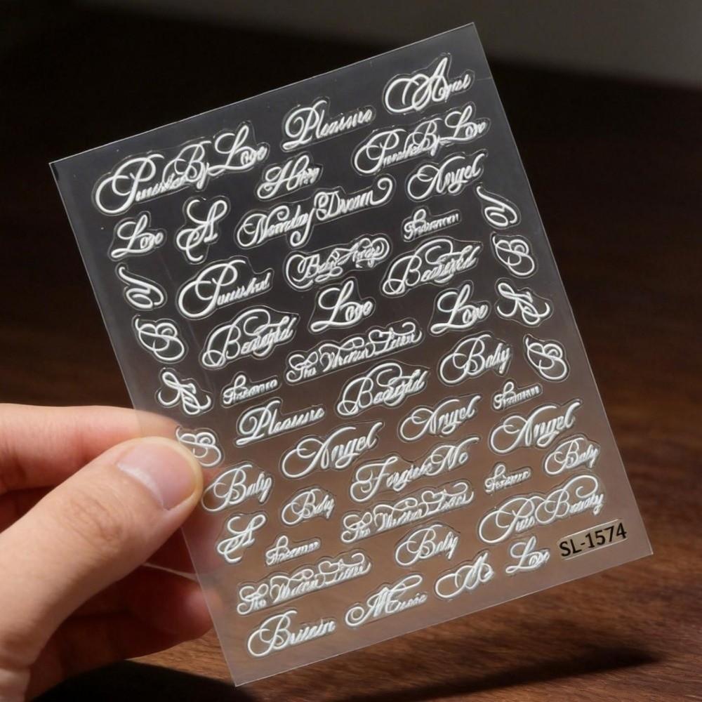 Artistic Font Nail Art Stickers Black White Manicure Decals New Nail Decoration Manicure Tool