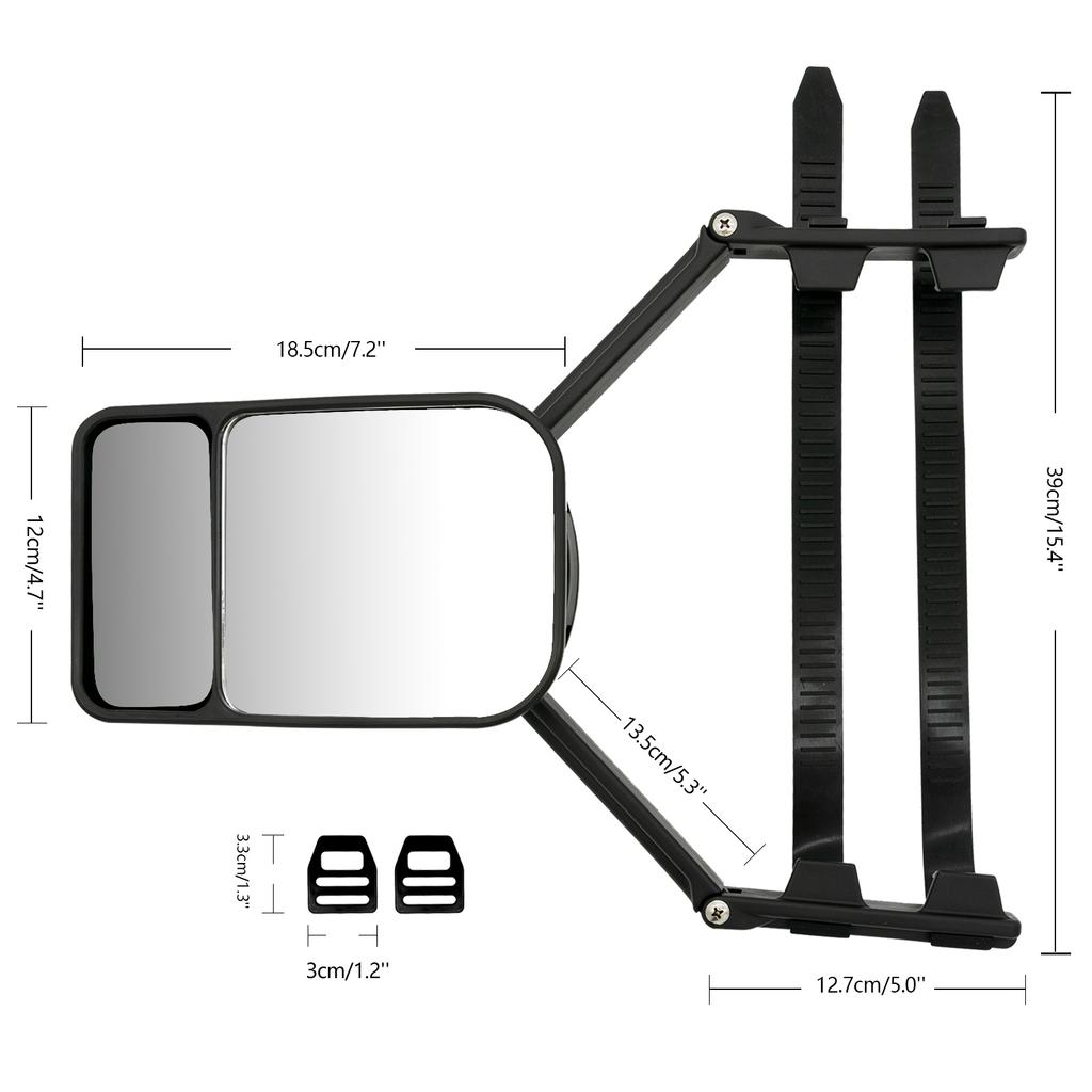 Car Extension Rear View Mirror Trailer Towing Mirror Clip-on Adjustable Towing Truck SUV Extension Dual Side View Wing Mirror