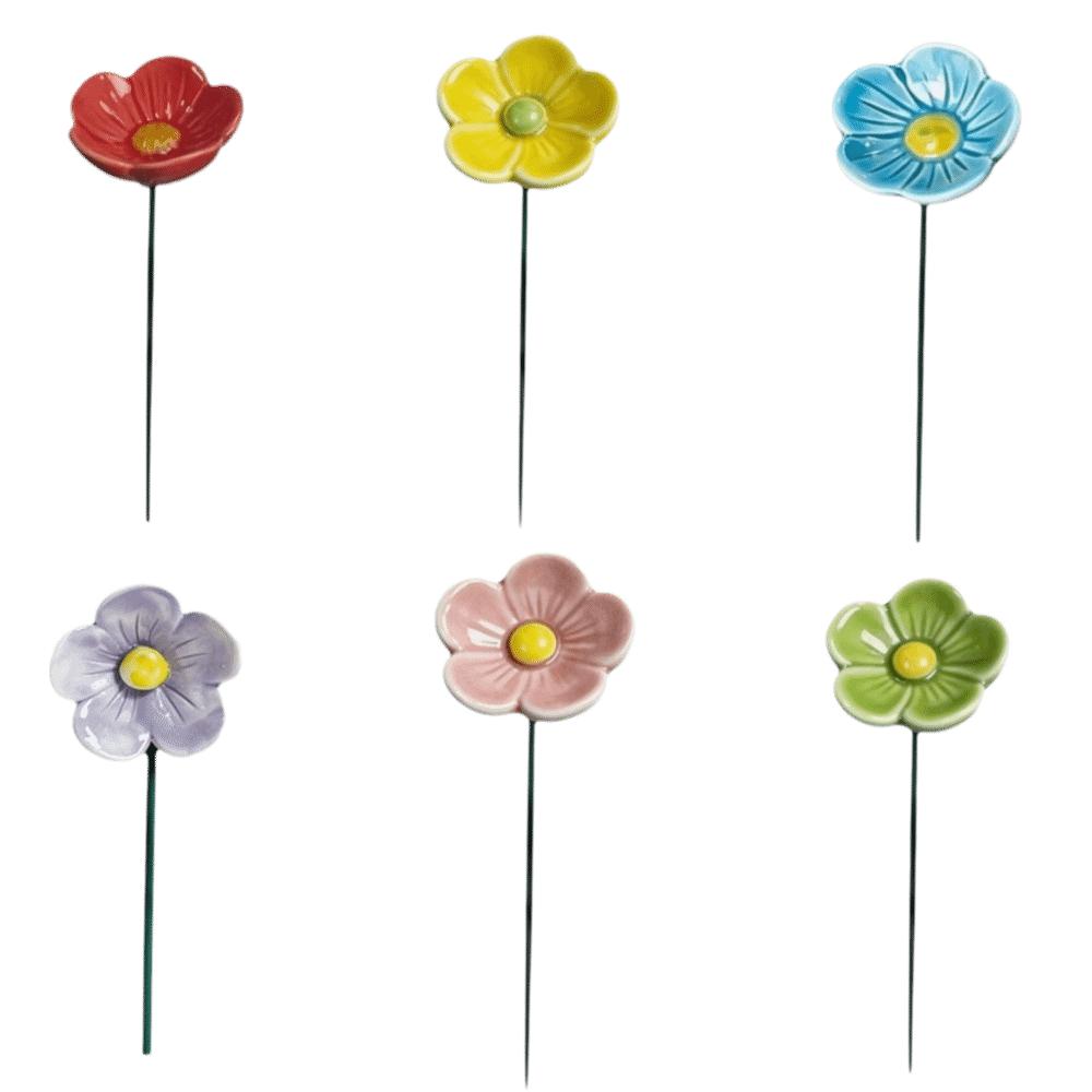 3pcs Ceramic Bee Butterfly Water Dispenser Colorful Artificial Flower  Garden Stake