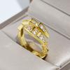 Korean Version Snake Bone Ring Half Circle with Diamond Opening Spring Full Diamond Snake Head Ring Jewelry