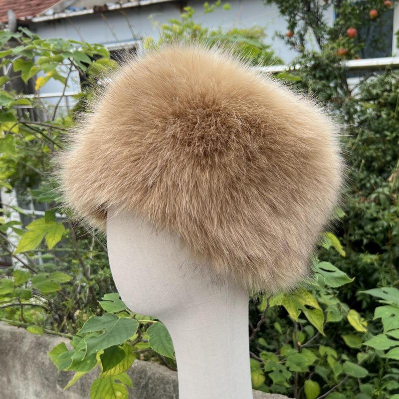 Unisex Thick Fur Dome Cap Retro Warm Flat Top Hat Outdoor Winter Accessories