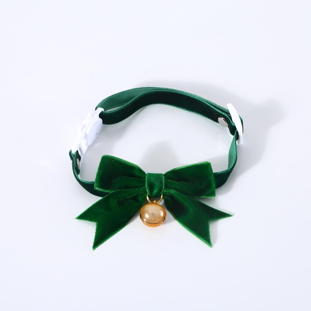 

Pet Collar Exquisite Comfortable Decorative Pet Kitten Cat Velvet Bowknot Neck Circle Neck Bow Pet Accessories зелёный