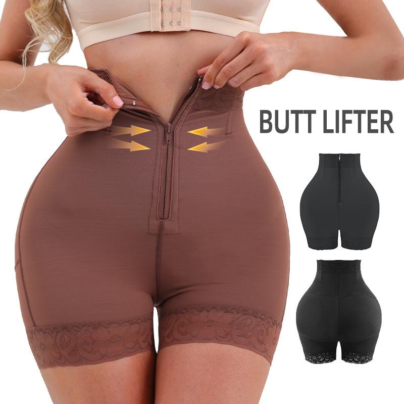 Women S High Waist Shaping Pants Zipper Tummy Control Butt Lifting Plus Size