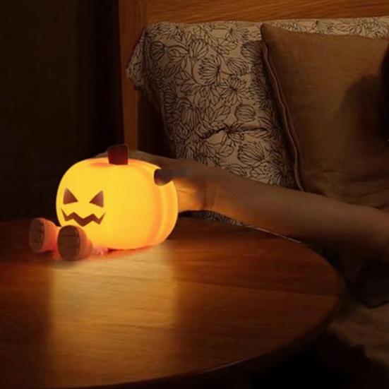 Pumpkin Night Light for Kids Squishy Touch Cute LED Pumpkin Lamp Rechargeable Bedside Lamp for Baby Nursery Toddler