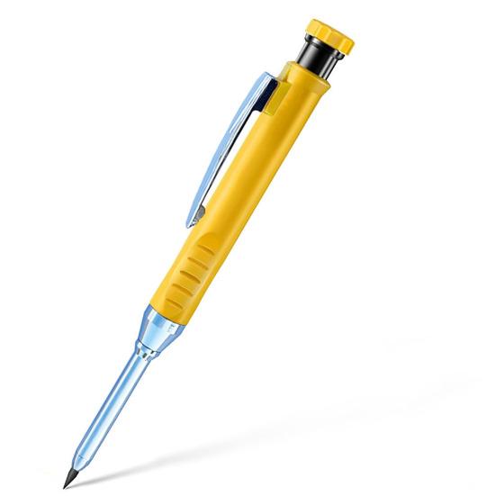 Mechanical Carpenter Pencils with 6 Refill Construction Pencil with Built-in Sharpener Deep Hole Long Nib Marker Pen for Woodworking Architect Marking