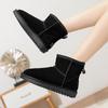 Unisex Suede Cowhide Snow Boots - Thickened Mid-Calf Leather for Warmth, Ideal for Cold Weather