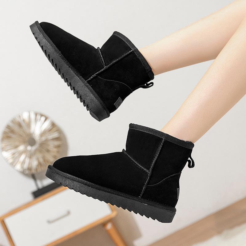 

Унисекс замшевые ботинки из коровьей кожи для снега - Утепленные кожаные до середины икры для тепла, Идеальны для холодной погоды 36