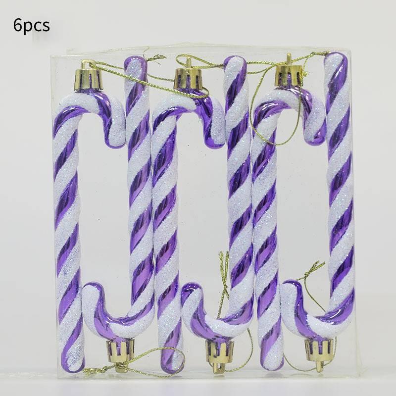 X 6 Candy Cane Glitter Hanging Christmas Tree Decoration Santa Ornament Xmas