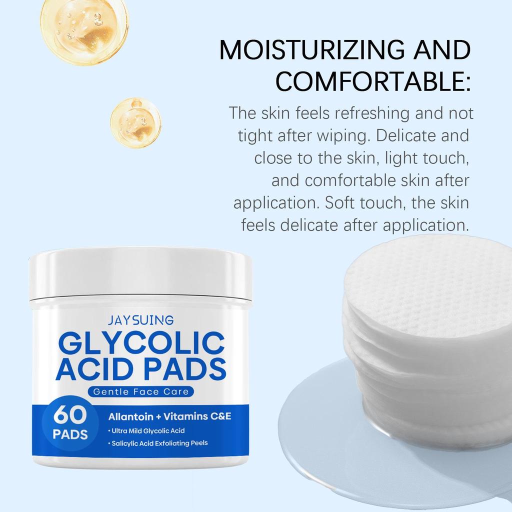 Glycolic Acid Exfoliating Pads – Gentle Peeling & Cleansing Facial Toner for Clogged Pores & Bumps