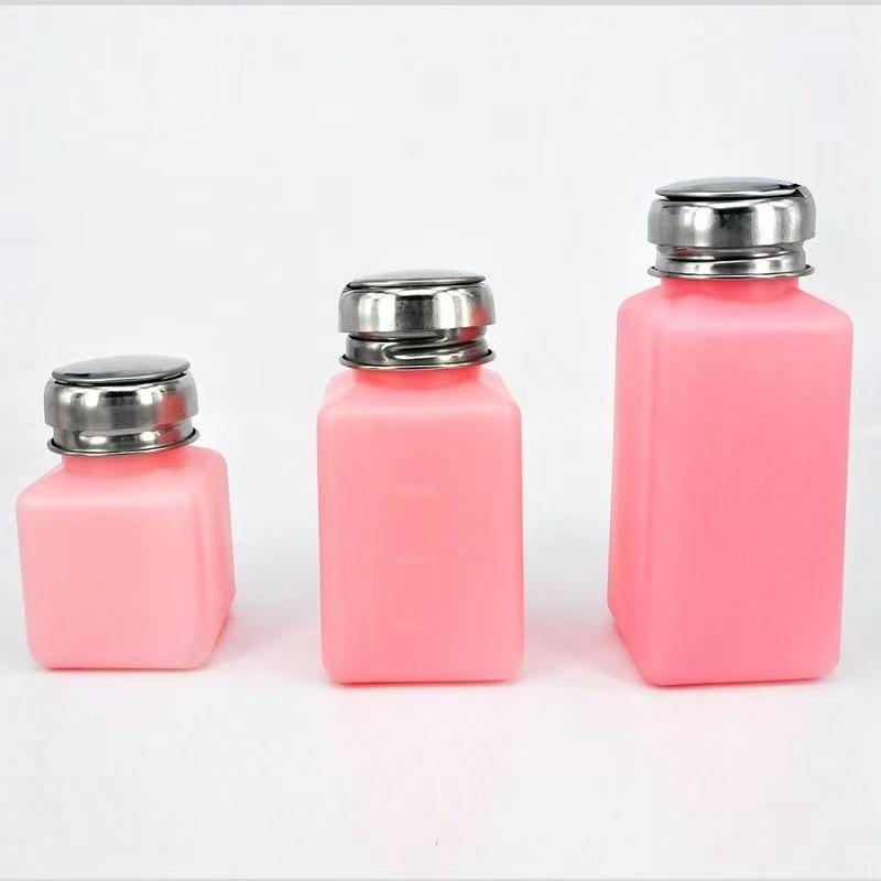 Bottiglia in Plastica a Pressione con Tappo in Acciaio Inossidabile per Alcool, Solvente o Unghie – Dispenser Quadrato Vuoto per Pulizia PCB.