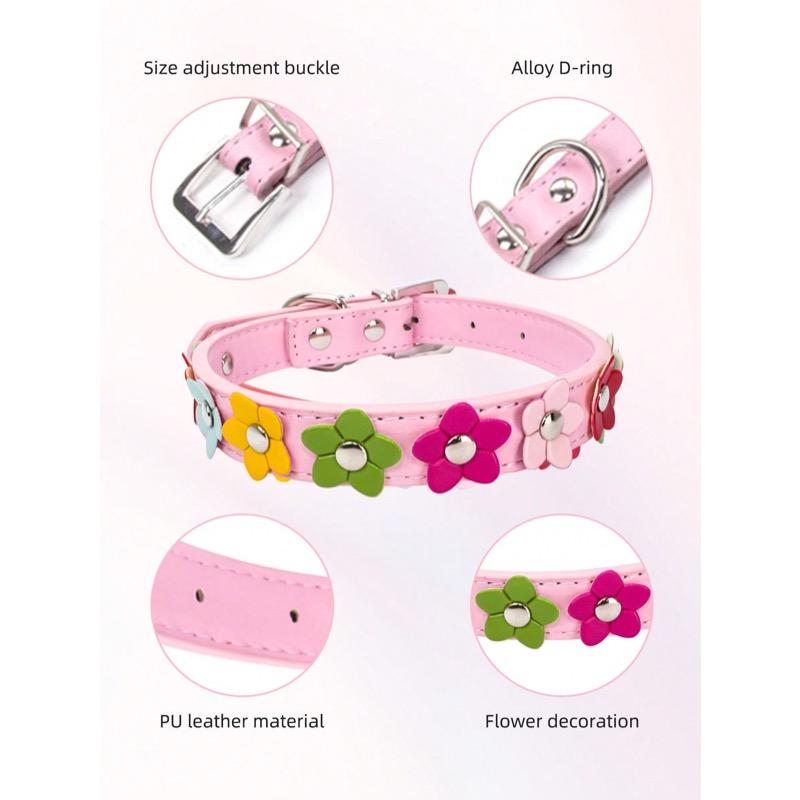 1pc Colorful Flower Decor Pet Collar, Lovely Dog Collar