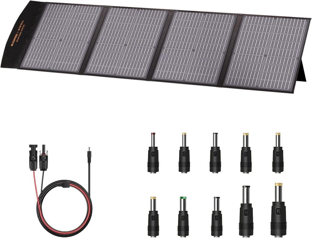 Evopow 100W Foldable Solar Panel with ETFE High Conversion Efficiency IP54 Waterproof and Lightweight and Compact Portable Solar Power Supply for Car