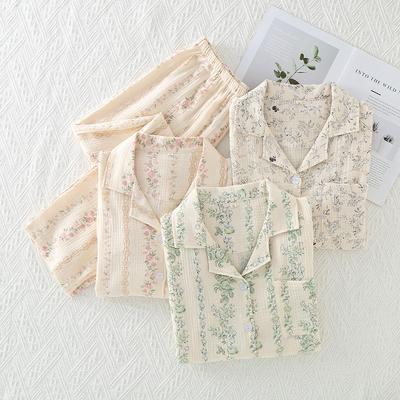 Spring and Autumn Women's Pajamas Long Sleeve Long Pants 2 Piece Set Ladies Home Furnishing Set