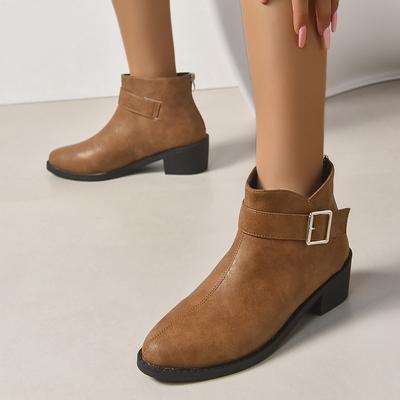 European and American Solid Color Thick Heel Metal Buckle British Style Short Boots Women's Martin Boots Women's Boots