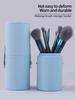 Simple Blue Makeup Brush Storage Bucket, Leather Makeup Bucket, Portable and Easy To Carry for Travel,beauty Tool Storage Bucket