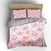Retro Cassette Pattern Decor Set Bedding Set with 1 Duvet Cover 2 Pillowcases Single Double King Queen Gift