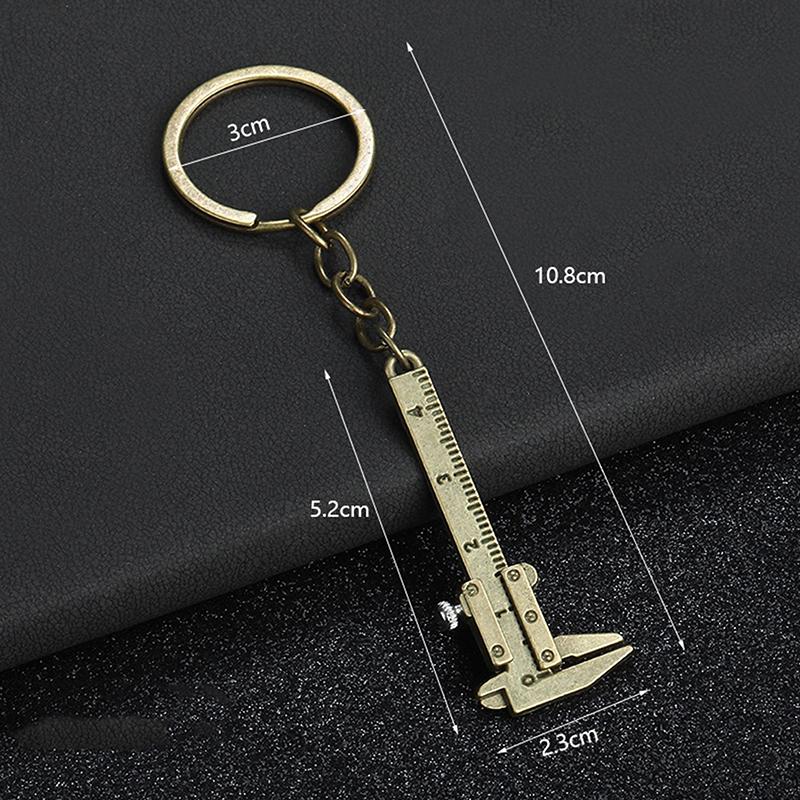 Mini Vernier Caliper Pocket Key Chain Keyring Ornaments Small 3D Movable Precision Measure Tool Slider Ruler Accessories