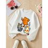 European sizes Girls Soft Crewneck Sweatshirt Cute Cartoon Cats Climbing Print Design, Casual All-Match, Ideal Holiday Present