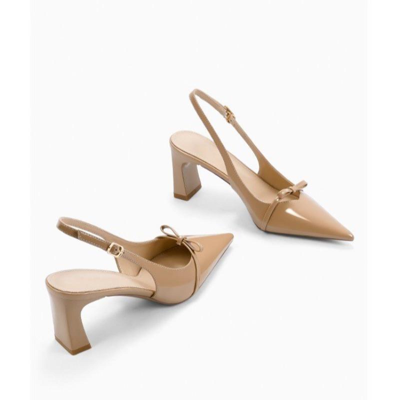 Fashion New Fashion Pointed Toe Women's Sandals Bow Luxury Brand Sexy Buckle High Heels Slingback Shallow Mouth Girls Mary Jane Shoes