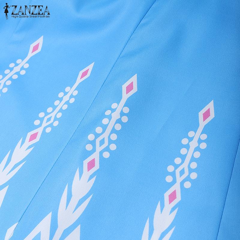 ZANZEA Women Casual Round Neck Summer Short Sleeve Print Dress