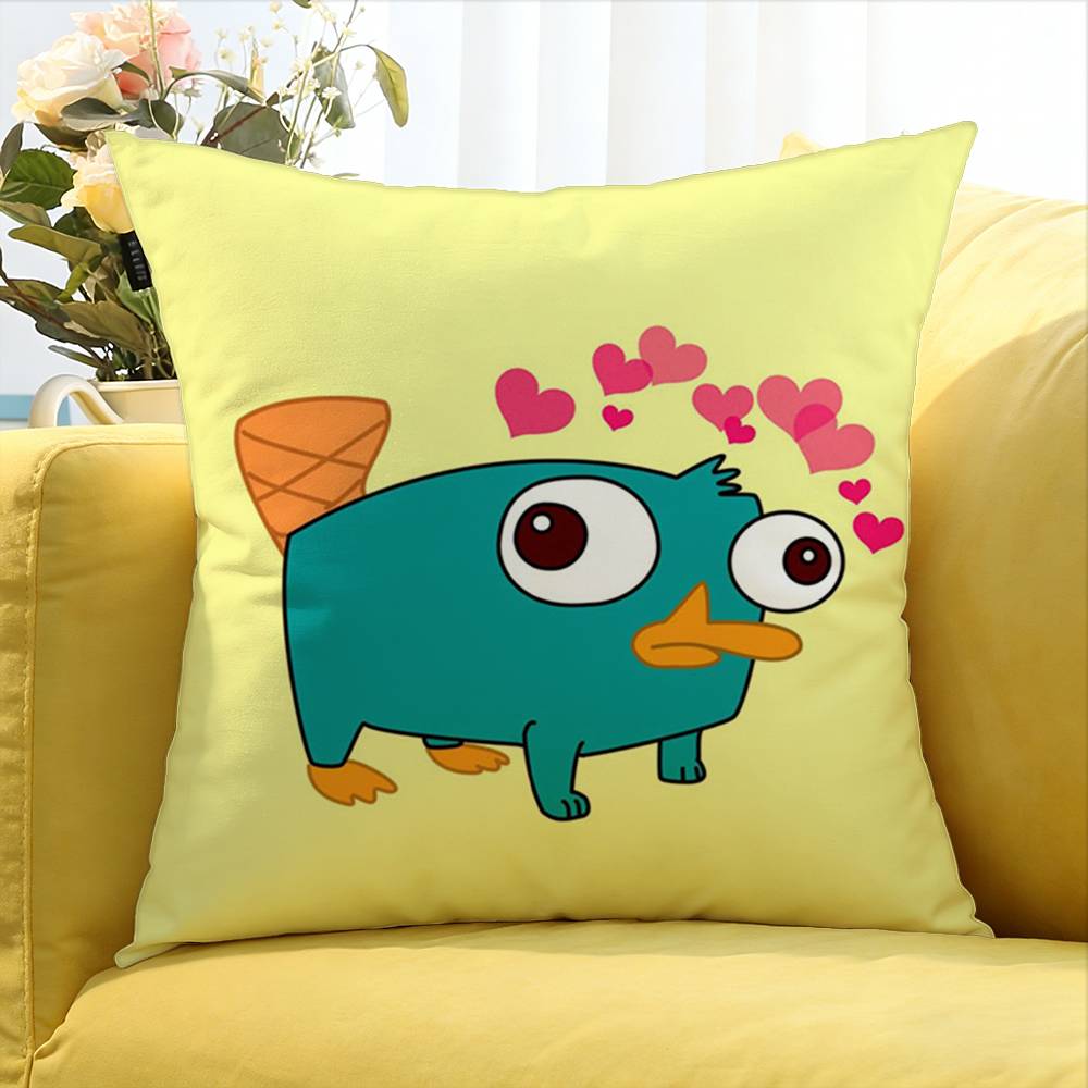 Cute Cartoon PPerry The Platypus Various Sizes Square Pillow Case For Car Home Bedchamber Decor 30x30cm