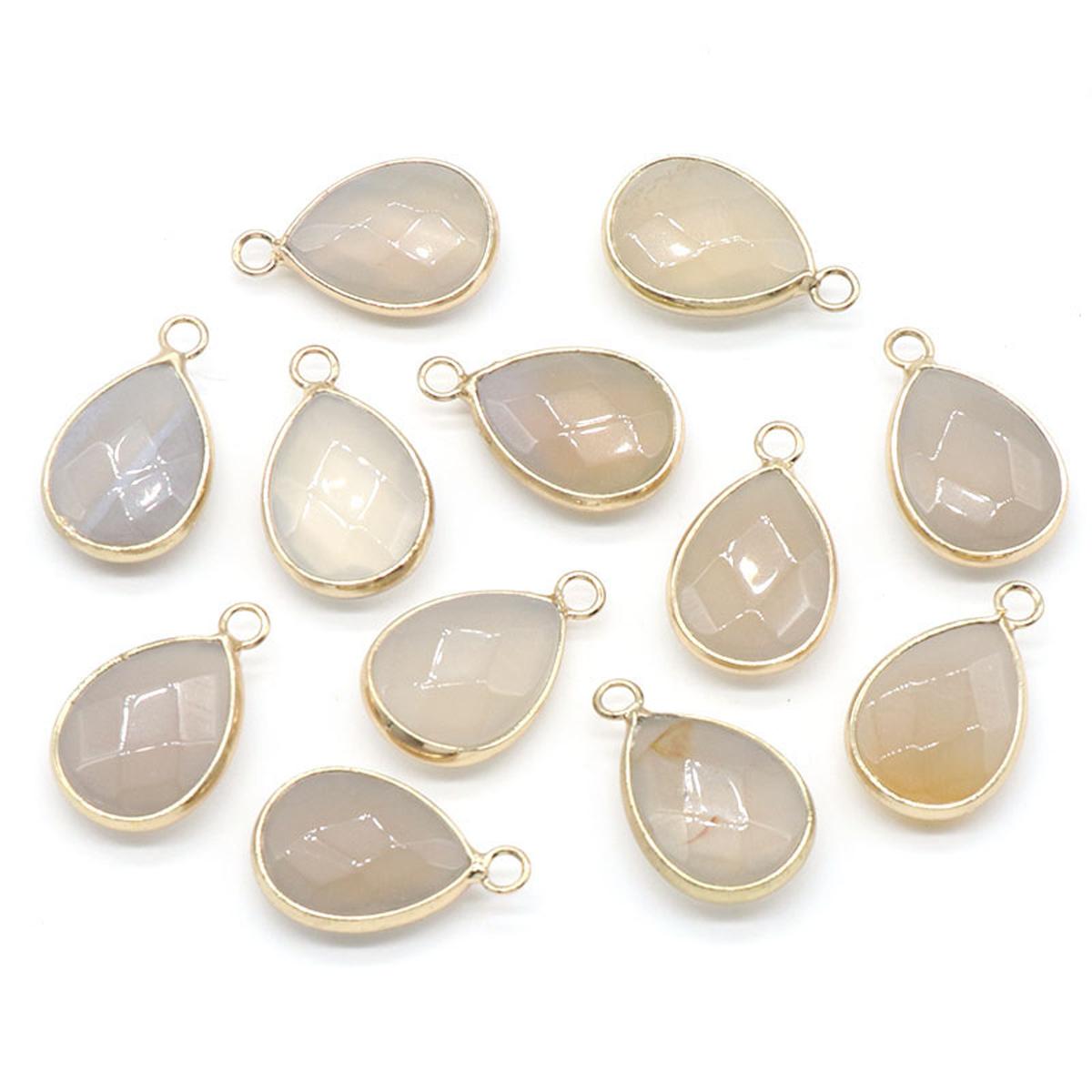 

Граненый натуральный золотой песок, агат, кулон в форме капли, белая бирюза, малахит, оникс, подвески для изготовления ювелирных изделий, ожерелье, серьги, аксессуары 1Pc/Light Grey Agate