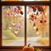 Fall Harvest Decorations Thanksgiving Static Window Clings, Autumn Pumpkin Maple Leaf Floral Glass Door Stickers Decals, Removable Season for