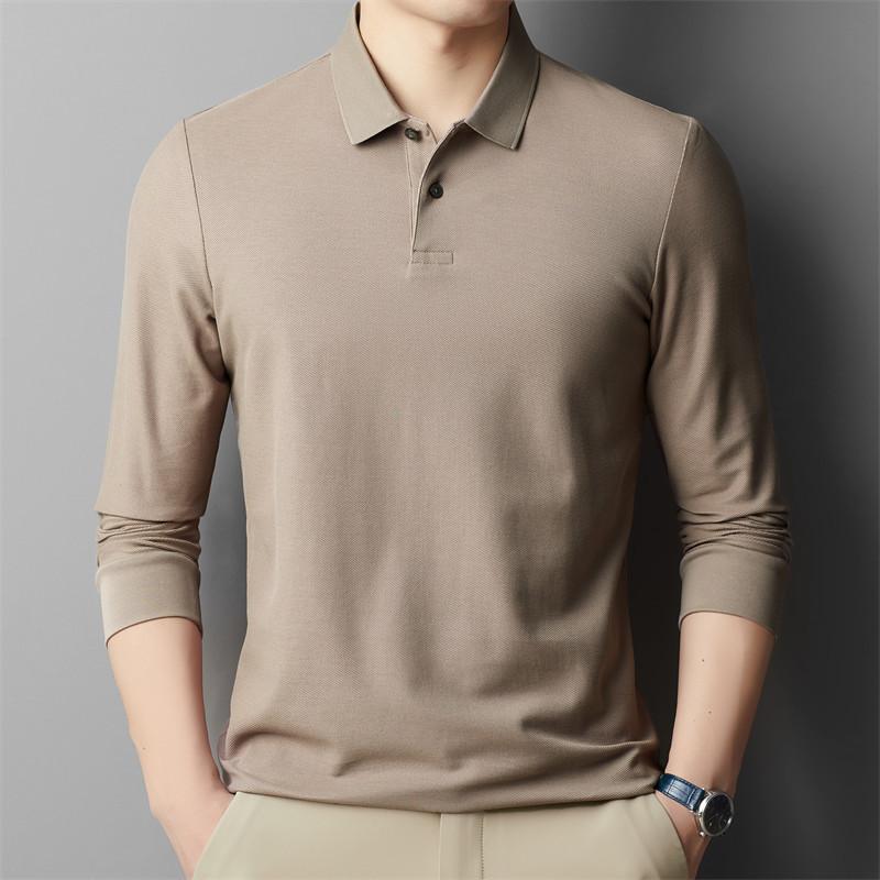 Spring and Autumn New Style Men's Young and Middle-aged Lapel Comfortable, Breathable and Trendy Long-sleeved Cotton T-shirt POLO Shirt
