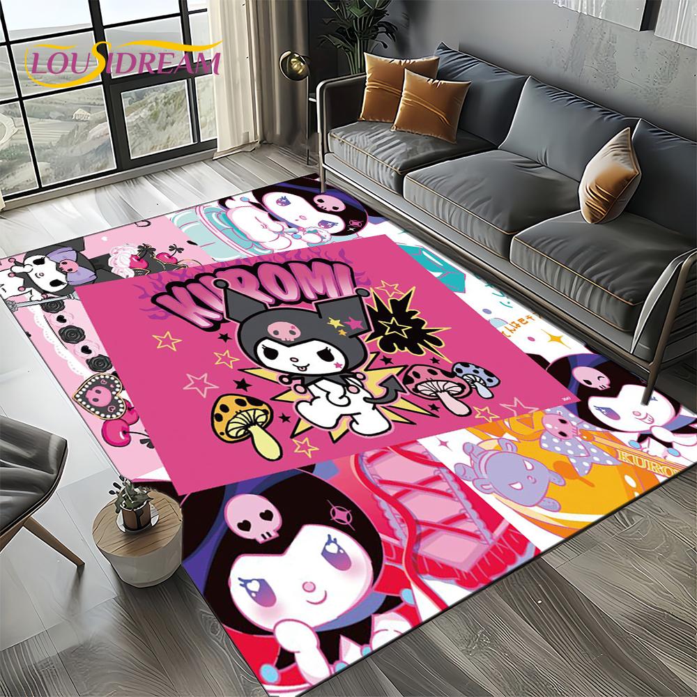 27 Style Cute Kuromi Cartoon Sanrio Carpet Rug for Bedroom Living Room Home Sofa Decoration,kids Large Decor Floor Mat Gift Girl