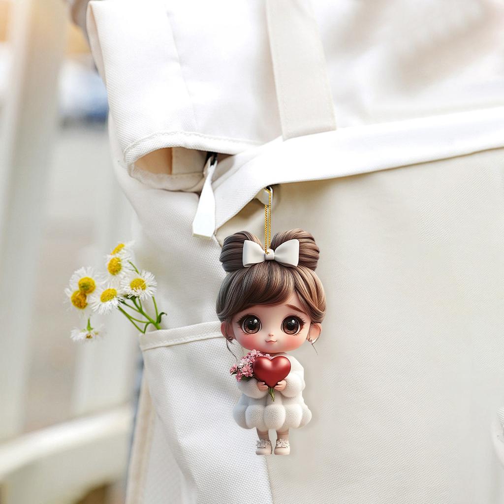 Valentine's Day Sweet Couple Wedding Acrylic Keychain Car Rearview Mirror Accessories Backpack Small Pendant.