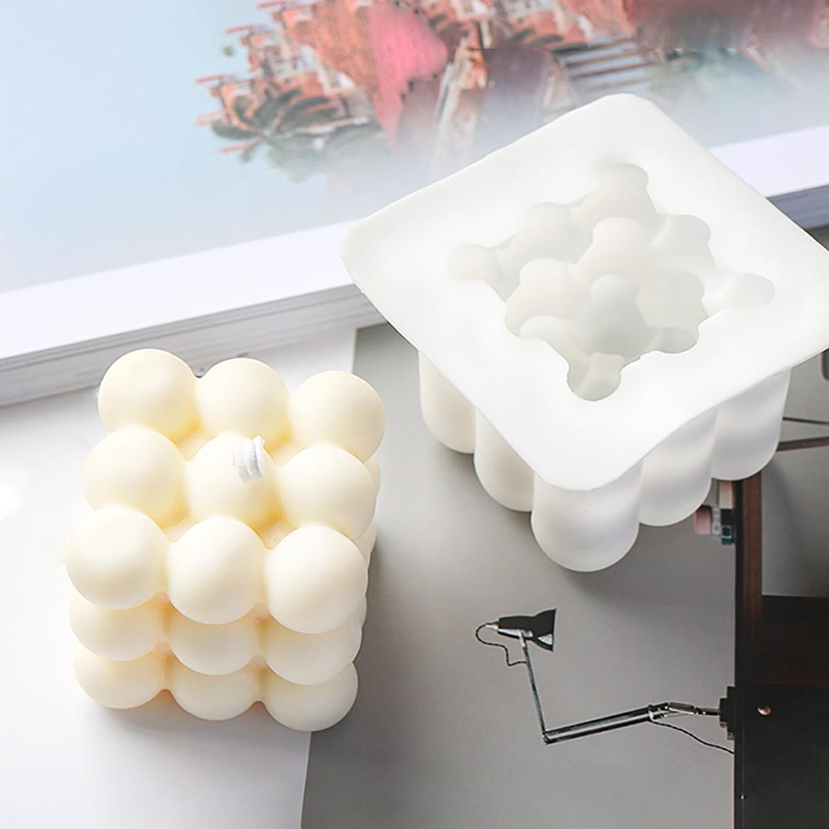 

1pc Multicavity Geometry Magic Cube Aromatherapy Candle Mold Bubble Square Soap Silicone Mould Chocolate Cake Decor Ice Tray белый