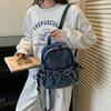 Schulrucksack Vintage Gewaschen Alt Mini Kleiner Rucksack Damen Denim Canvas Rucksack Lässiger Pendler Vintage Kleiner Rucksack