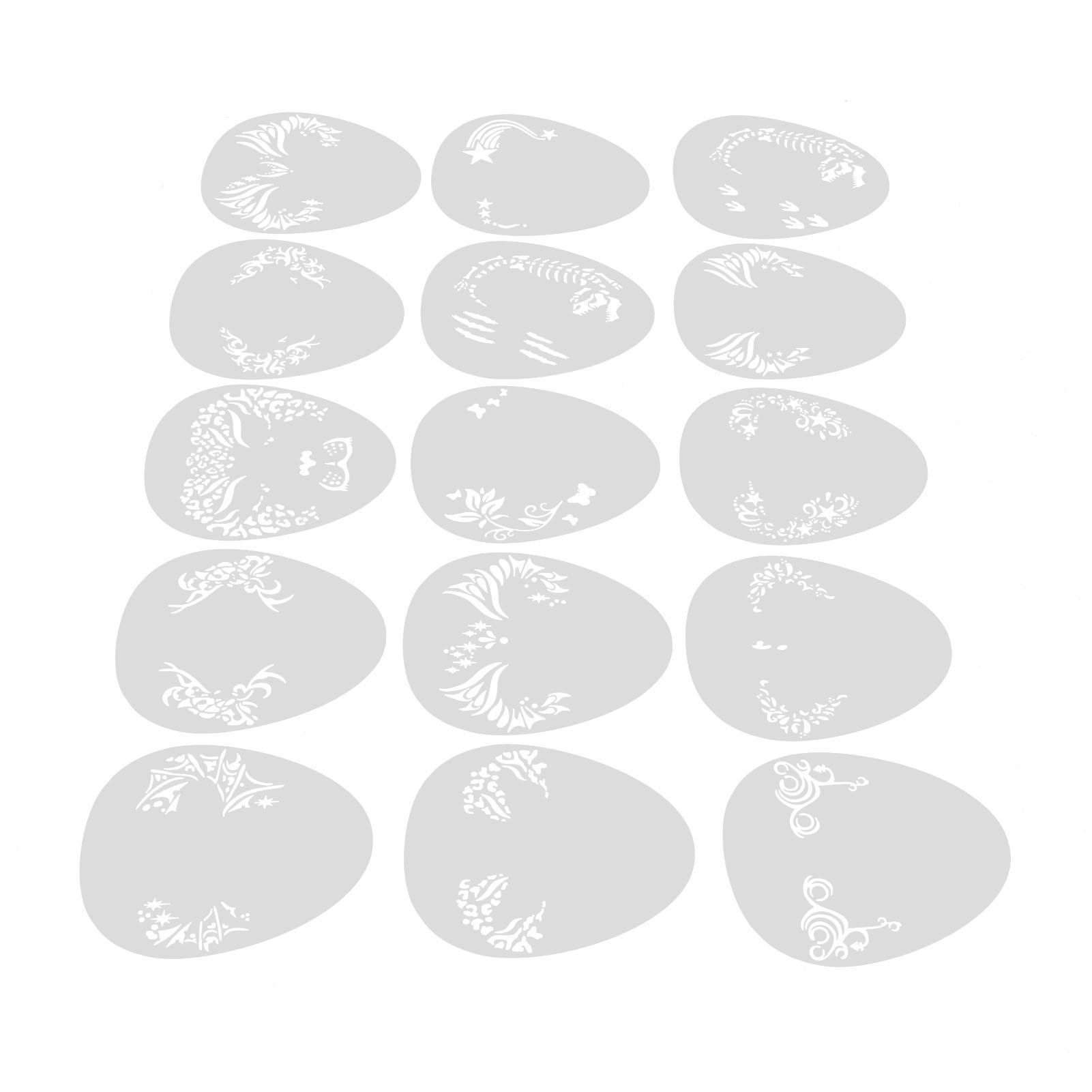 

15 шт. трафаретов для рисования на лице, набор из полипропилена, многоразовые временные узоры для рисования на лице, сделай сам