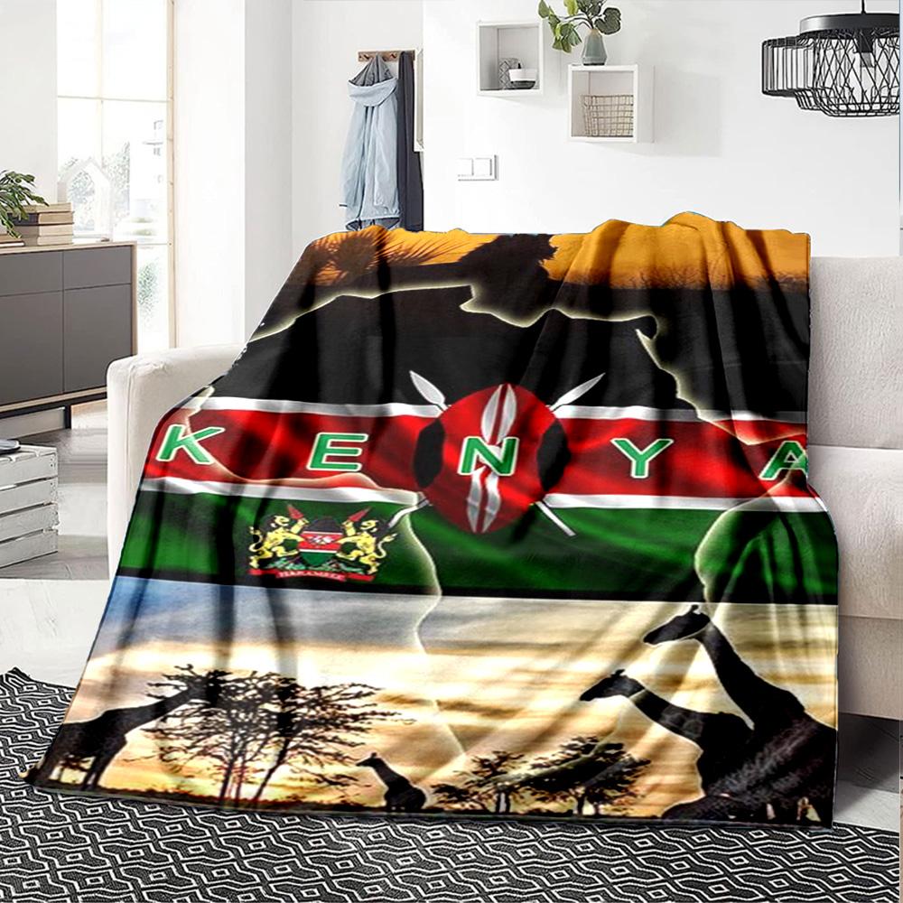 Kenya Print Flannel Blanket High Quality Warm Comfortable Cover for All Seasons Perfect for Gifts Home Decor
