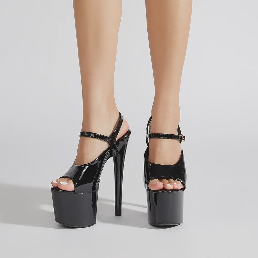 Sandale cu Platformă cu Toc Înalt de 17 cm pentru Femei - Stil European și American de Club de Noapte