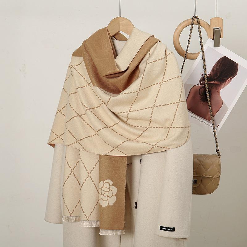 Scarf Women's Autumn and Winter New Imitation Cashmere Thickened Warm Shawl High Sense Fashion Versatile Student Light Luxury Scarf