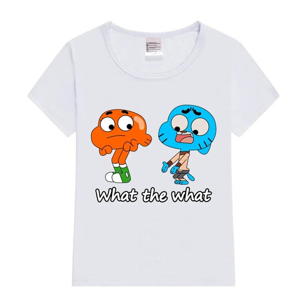 

Дивовижний світ Гамбола Гамбол і Дарвін Що за Що Дитяча Футболка Графічна Футболка Дівчинка Хлопчик Повсякденна Мода Топи Футболки 110