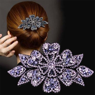 Haarspangen mit Kristallblumen für Frauen, Vintage-Strass-Haarnadeln, Kopfbedeckungen, Mädchen, Haar-Accessoires, Schmuckclips