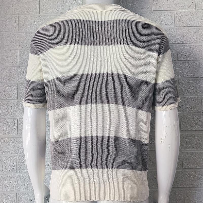 2025 New Polo Shirt Men's Color Block Short Sleeve