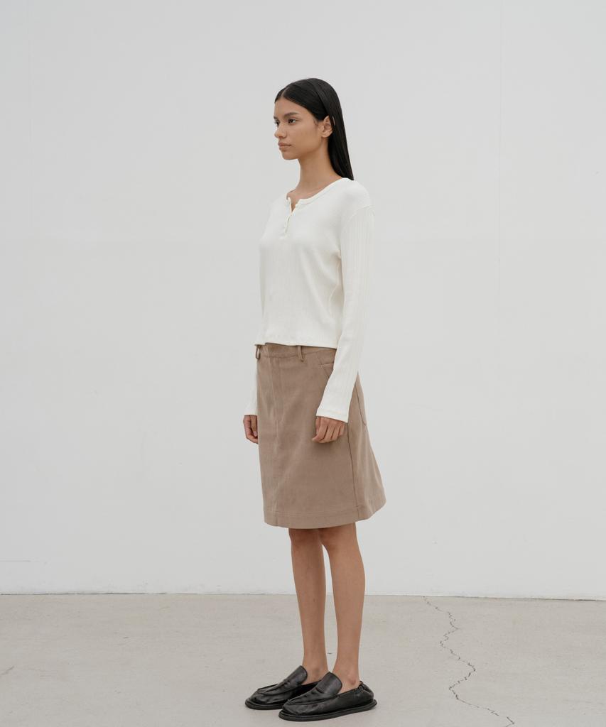 D Noah Braid Corduroy Skirt (Beige)