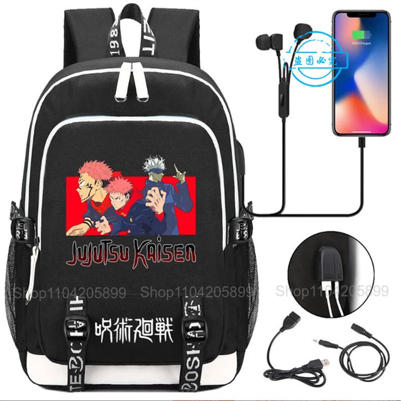 Jujutsu Kaisen Backpacks Anime Mochila Student Teenager Schoolbag Unisex Fashion USB Charge Laptop Travel Rucksack Boys Gift